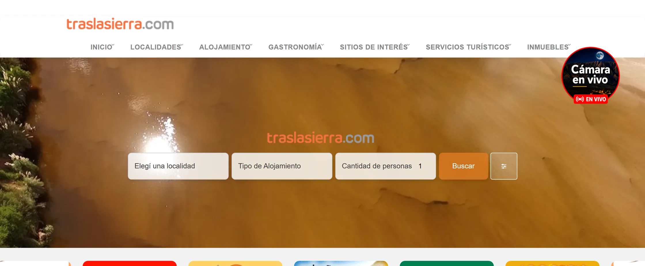 Captura del sitio Traslasierra.com